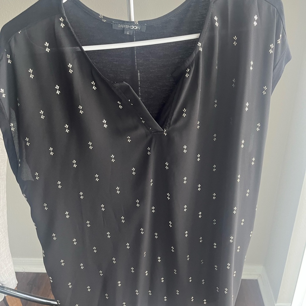 Papermoon Black Blouse with White Accents